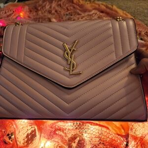 Yves Saint Laurent Light Pink Chevron Shoulder Bag